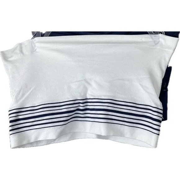 Nautica Plus 2X White-Navy Logo Ruched Front Removable Pads Strapless Bra-2-Pk - Picture 3 of 6